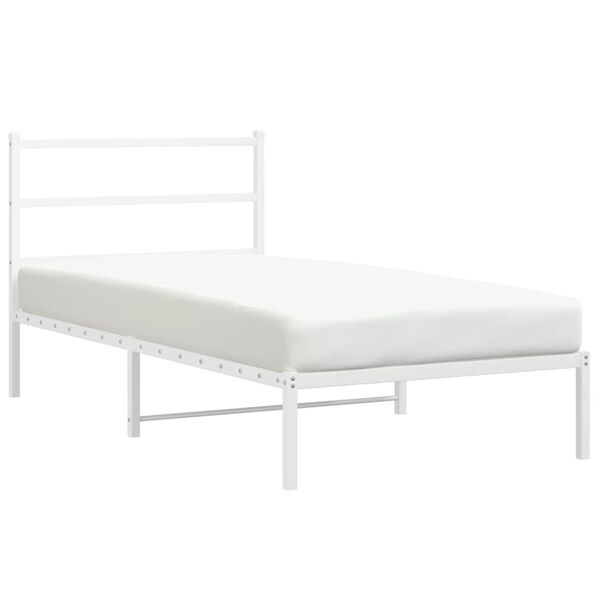 vidaXL Estrutura de cama em metal com cabeceira 107x203 cm branco