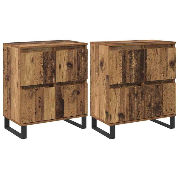 vidaXL Buffet 2 pcs Madeira antiga 60 x 35 x 70 cm