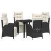 vidaXL Conjunto de Jantar para Jardim 5 unid. Preto vime PE
