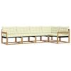 vidaXL Conjunto de Sof&aacute;s para Exterior 5 unid. Branco e Creme