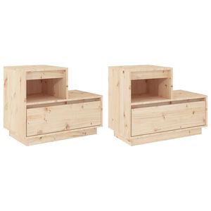 vidaXL Mesas de cabeceira 2 pcs 60x34x51 cm madeira de pinho maci&ccedil;a