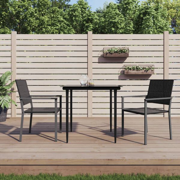 vidaXL 3 pcs conjunto de jantar p/ jardim vime PE e a&ccedil;o