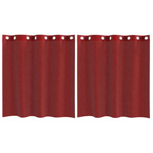 vidaXL Cortinas de voile com ilh&oacute;s 2 pcs vermelho tinto