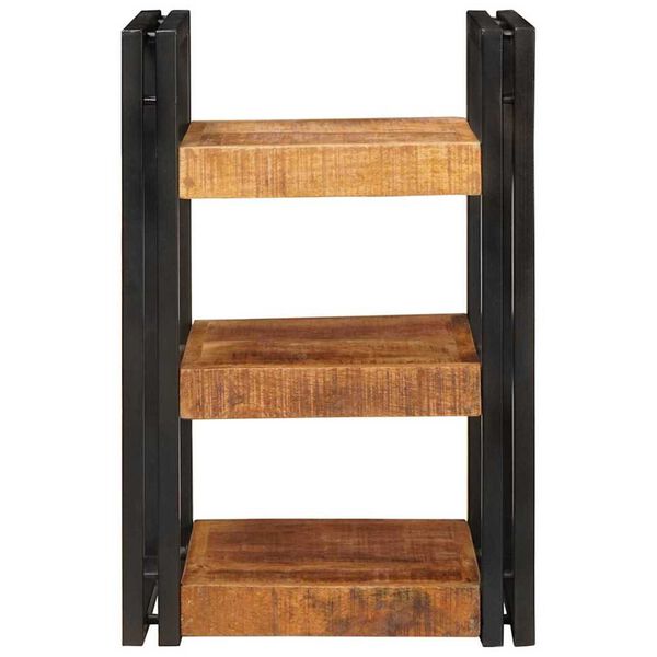 vidaXL Mesa-de-cabeceira Castanho e preto Madeira de manga maciça