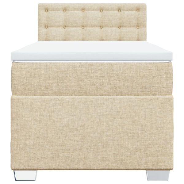 vidaXL Cama com molas/colch&atilde;o 90x200 cm tecido cor cr&egrave;me