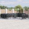 vidaXL Conjunto de Sofá de Jardim com almofada 12 pcs Preto Aço