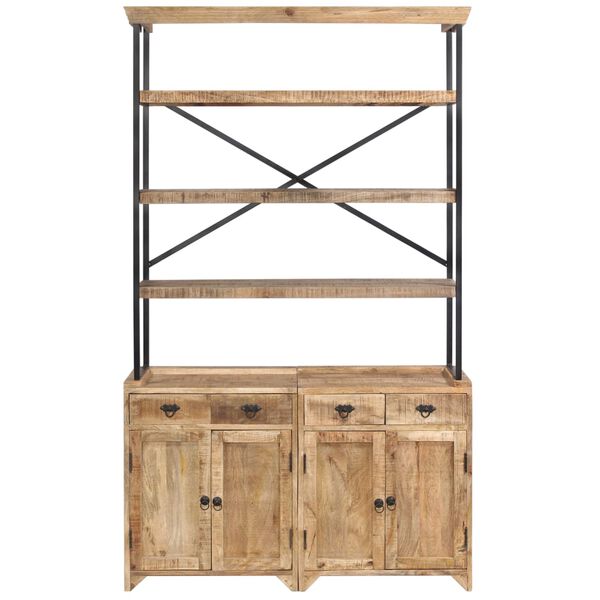 vidaXL Aparador c/ prateleiras madeira mangueira maci&ccedil;a 120x35x200 cm