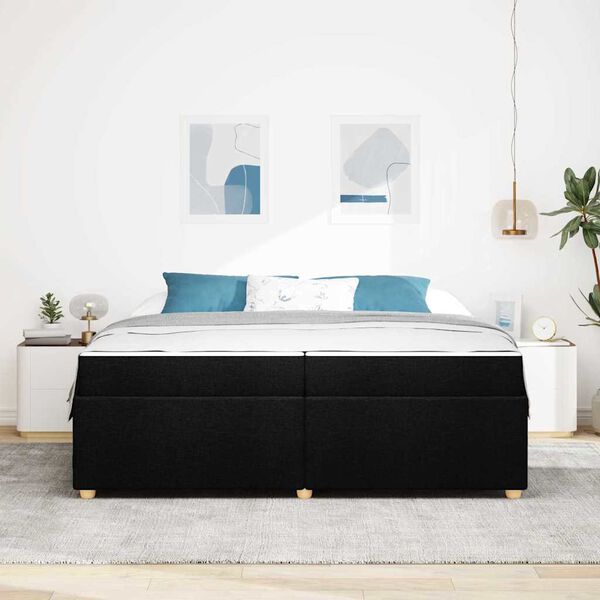 vidaXL Estrutura da Cama com colch&atilde;o Preto 200 x 200 cm tecido
