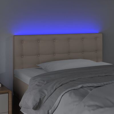 vidaXL Cabeceira cama c/ LED couro artificial 100x5x78/88cm cappuccino