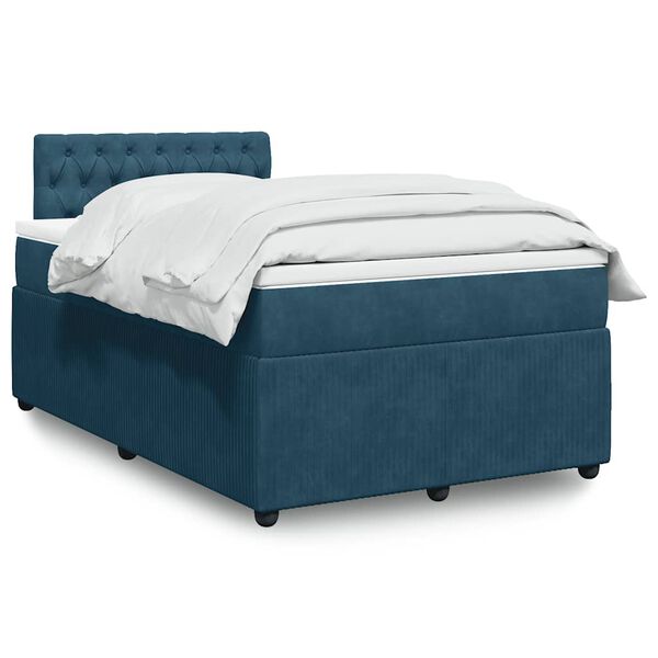 vidaXL Cama boxspring com colch&atilde;o 120x190 cm veludo azul