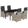 vidaXL 5 pcs conjunto de jantar p/ jardim c/ almofad&otilde;es cinzento claro