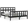 vidaXL Estrutura de cama King Size com cabeceira madeira maci&ccedil;a preto