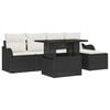 vidaXL Conjunto de Sof&aacute; de Jardim com almofada 6 pcs Preto Polirattan
