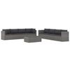 vidaXL 9 pcs conjunto lounge de jardim c/ almofad&otilde;es vime PE cinzento
