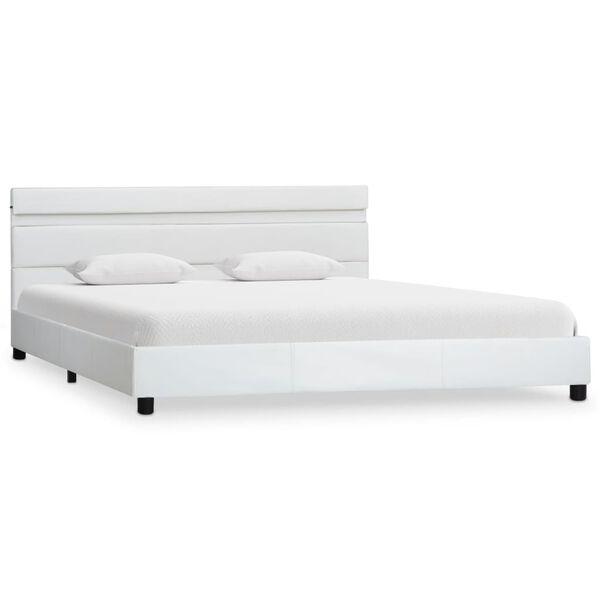 vidaXL Estrutura de cama c/ LED 120x200 cm couro artificial branco