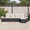 vidaXL Conjunto de Sof&aacute; de Jardim com almofada 5 pcs Preto e Creme