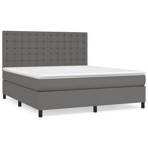 vidaXL Cama com molas/colch&atilde;o 180x200 cm couro artificial cinza
