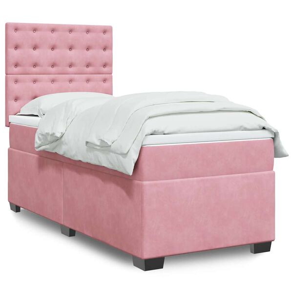 vidaXL Cama com molas/colch&atilde;o 80x200 cm veludo rosa