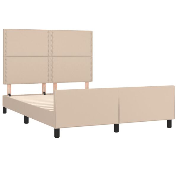 vidaXL Estrutura cama cabeceira 140x200 cm couro artificial cappuccino