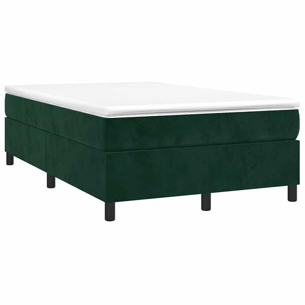 vidaXL Estrutura de cama com molas 120x200 cm veludo verde-escuro