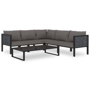 vidaXL 6 pcs conjunto lounge de jardim c/ almofad&otilde;es vime PE antracite