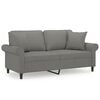 vidaXL Sof&aacute; 2 lugares + almofadas/almofad&otilde;es 140cm tecido cinza-escuro