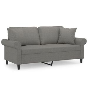 vidaXL Sof&aacute; 2 lugares + almofadas/almofad&otilde;es 140cm tecido cinza-escuro