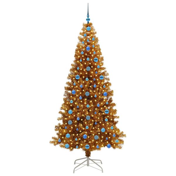 vidaXL &Aacute;rvore de Natal com 300 LEDs com suporte Ouro 210 cm PET