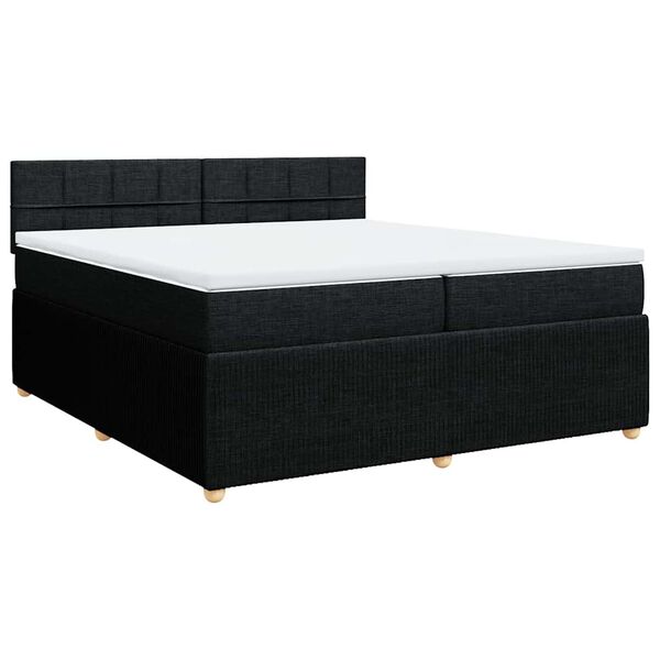 vidaXL Cama com molas/colch&atilde;o 200x200 cm tecido preto