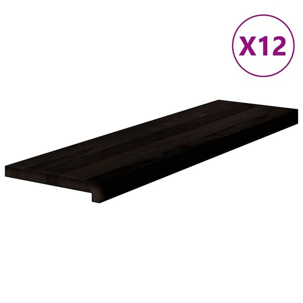 vidaXL Tapetes de escada 12 pcs 90x30x2 cm carvalho castanho-escuro