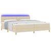 vidaXL Cama Box Spring LED com colch&atilde;o Creme 200 x 200 cm tecido
