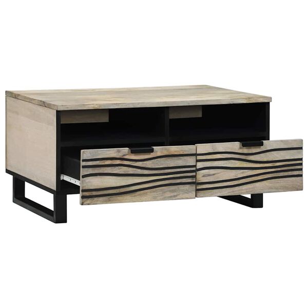 vidaXL Mesa de centro com gaveta Bege e Preto 80 x 54 x 40 cm