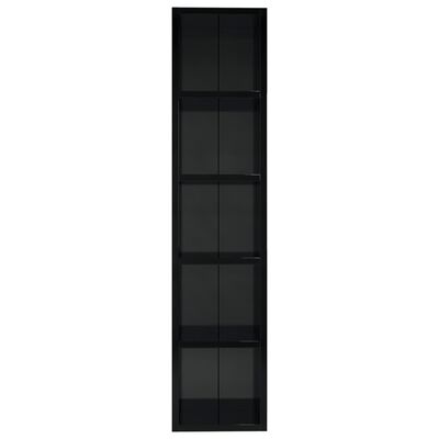 vidaXL Armário para CD 21x16x93,5 cm contraplacado preto brilhante