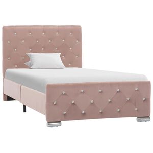 vidaXL Estrutura de cama 90x200 cm veludo rosa