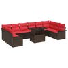 vidaXL Conjunto de Sof&aacute; de Jardim 11 pcs Castanho Rattan Sint&eacute;tico