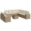 vidaXL 10 pcs conjunto de sof&aacute;s p/ jardim com almofad&otilde;es vime PE bege