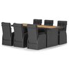 vidaXL 7 pcs conjunto jantar exterior com almofad&otilde;es vime PE preto