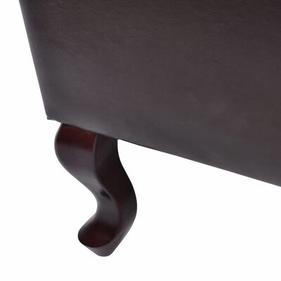 vidaXL Poltrona com apoio de pés couro artificial castanho-escuro