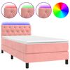 vidaXL Cama box spring c/ colch&atilde;o/LED 80x200 cm veludo rosa