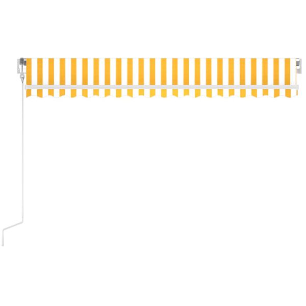 vidaXL Toldo autom. LED e sensor de vento 450x300 cm amarelo/branco