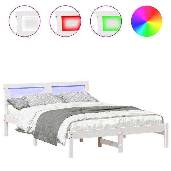 vidaXL Estrutura da Cama Branco 140 x 190 cm Madeira de pinho maci&ccedil;a