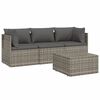 vidaXL 4 pcs conjunto lounge de jardim c/ almofad&otilde;es vime PE cinzento