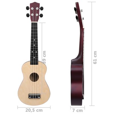 vidaXL Conjunto ukulele soprano infantil c/ saco madeira clara 23"