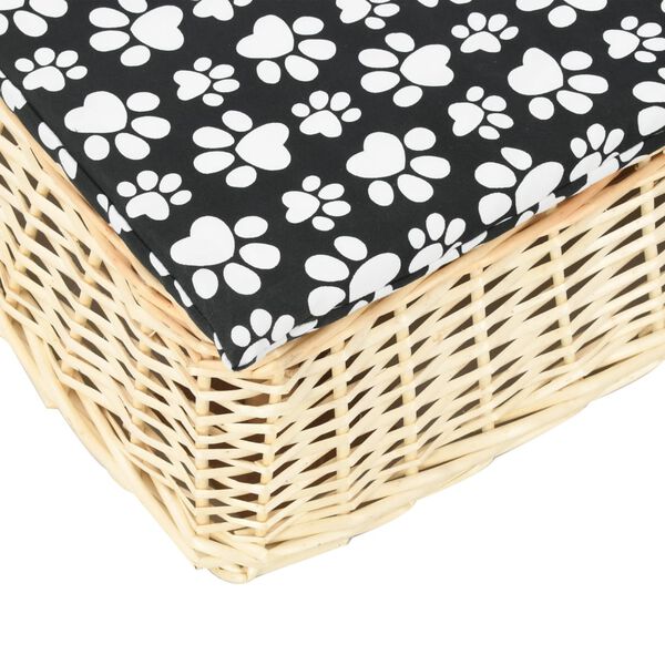 vidaXL Cama c&atilde;es + almofad&atilde;o 110x75x15cm salgueiro genu&iacute;no design liso