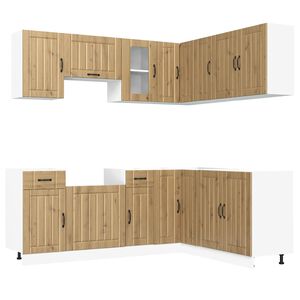 vidaXL 11 pe&ccedil;as arm&aacute;rio de cozinha conjunto Lucca carvalho artesanal