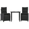 vidaXL 3 pcs conjunto de jantar p/ jardim c/ almofad&otilde;es vime PE preto