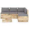 vidaXL 6 pcs conj. lounge jardim c/ almofad&otilde;es madeira impreg. verde