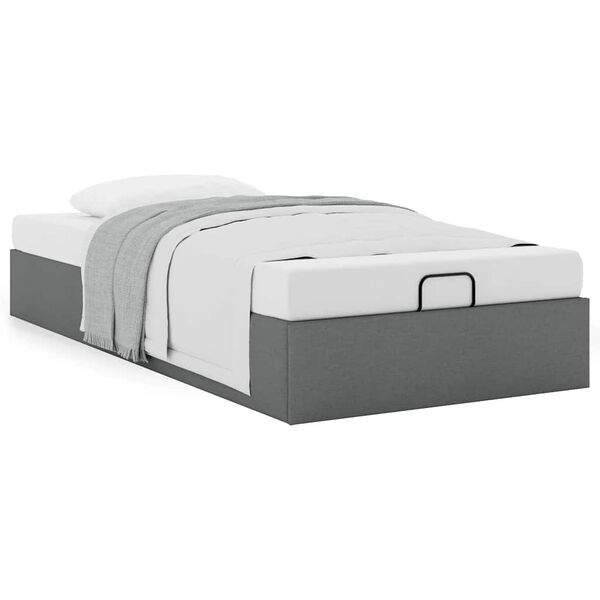 vidaXL Estrutura de cama otomana sem colchão 90x200 cm cinzento escuro