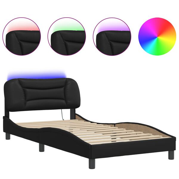 vidaXL Estrutura de cama com LED sem colch&atilde;o Hvar 100x203cm preto