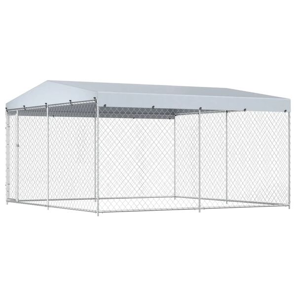 vidaXL Canil de exterior com telhado 382x382x225 cm